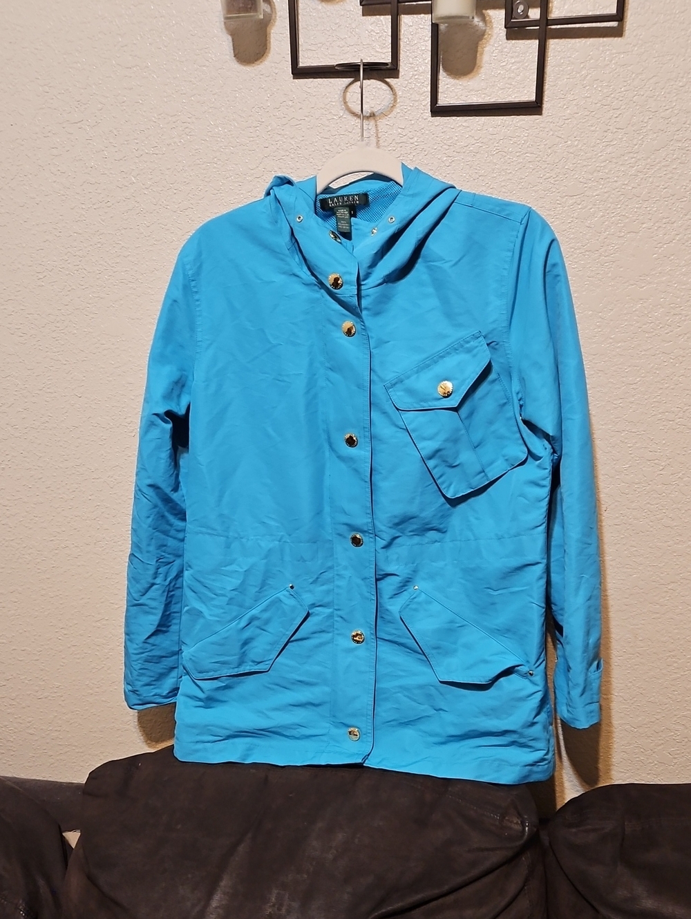 Lauren Ralph Lauren Bright Blue Hooded Utility Jacket